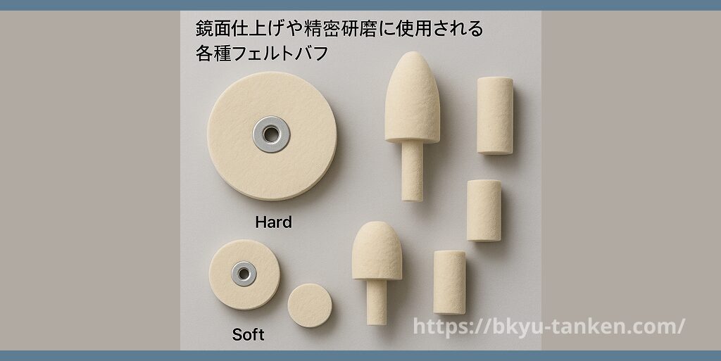 鏡面仕上げや精密研磨に使用される各種フェルトバフ